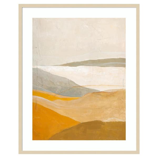 Amanti Art Yellow Field by Design Fabrikken 33 in. W x 41 in. H. Wood Framed Wall Art Print Framed in Brown