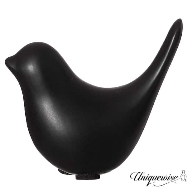 Uniquewise Black 3.5 in. x 3.5 in. Bird Ceramic Sculpture Small