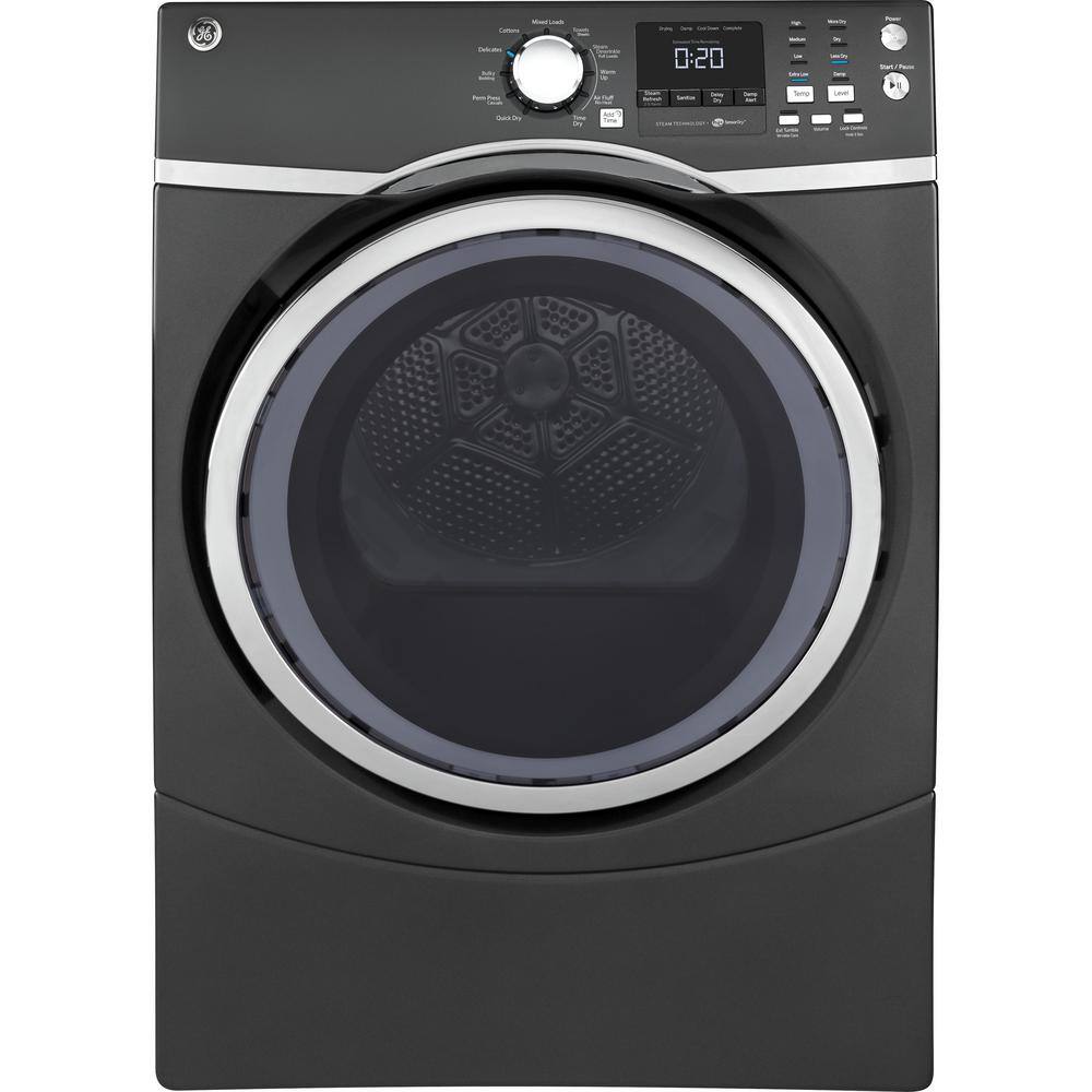 GE 7.5 cu. ft. 120 Volt Diamond Gray Stackable Gas Vented Dryer with ...