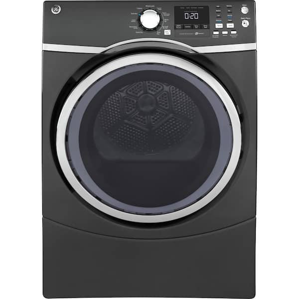 GE 7.5 cu. ft. 120 Volt Diamond Gray Stackable Gas Vented Dryer with Steam