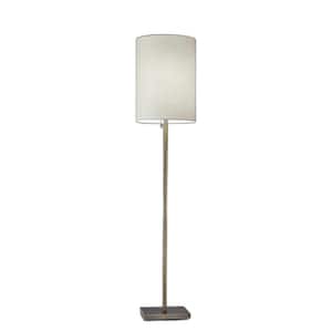 60.5 in. Brass 1 Light 1-Way (On/Off) Standard Floor Lamp for Liviing Room with Cotton Cylin.der Shade