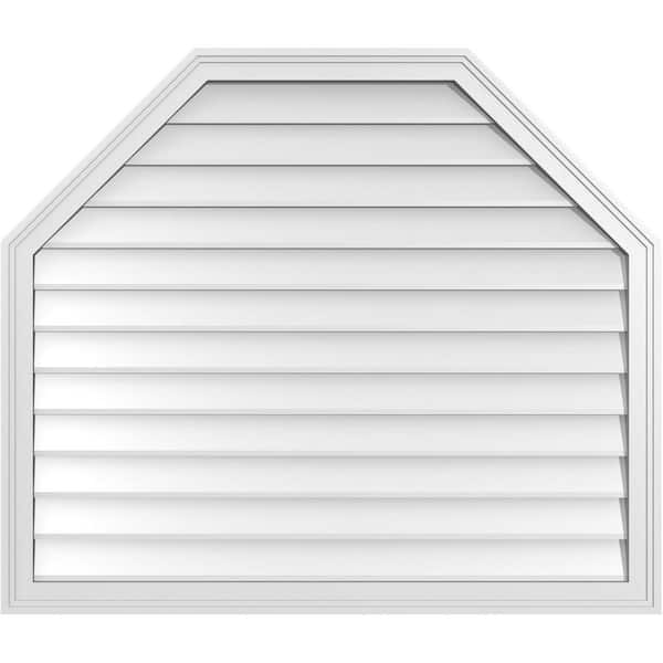 Ekena Millwork 42 in. x 36 in. Octagonal Top Surface Mount PVC Gable Vent: Decorative with Brickmould Frame
