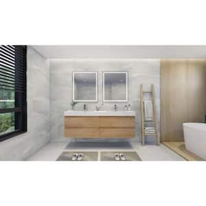 Fortune 72 in. W Bath Vanity in New England Oak with Reinforced Acrylic Vanity Top in White with White Basins