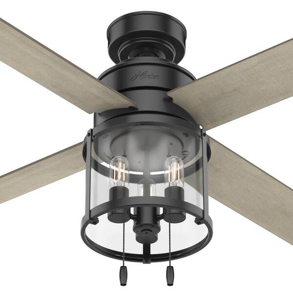 Hunter Astwood 52 In Indoor Matte Black Ceiling Fan With Light Kit 50269 The Home Depot - Black Ceiling Fan With Light Menards