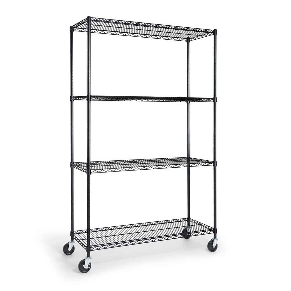 Steel Wire 4-Shelf Adjustable Heavy Duty Garage Storage Shelving Unit in Black (48 in. W x 76 in. H x 18 in. D) price history on PriceWatchPro