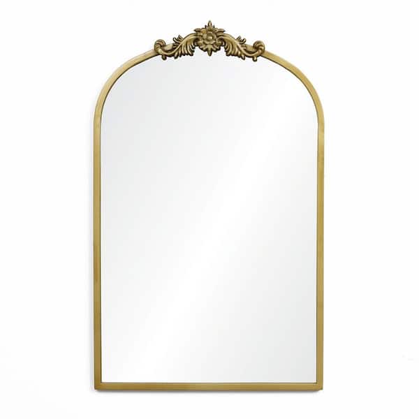 LuxenHome 19.88 in. W x 31.5 in. H Gold Arch Framed Wall Mirror
