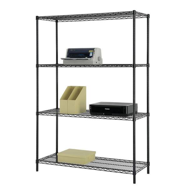 Excel 48 in. W x 60 in. H x 18 in. D Multi-Purpose 4-Tier Wire Shelving, Black