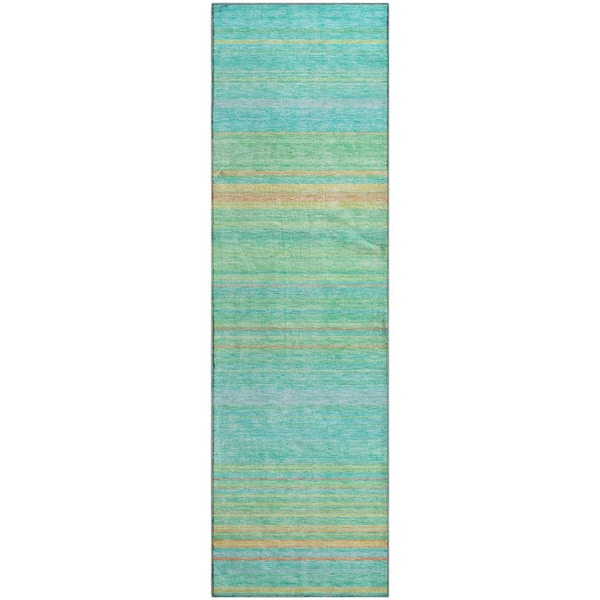 Addison Rugs Mayfield Premium Machine Washable Abstract AMF979 Aqua 2 ft. 3 in. x 7 ft. 6 in. Runner Rug