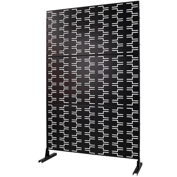 Unbranded 6.3 ft. x 4 ft. Outdoor Metal Freestanding Decorative Privacy Screen, Fence Panels for Deck Balcony Lawn Garden, Black