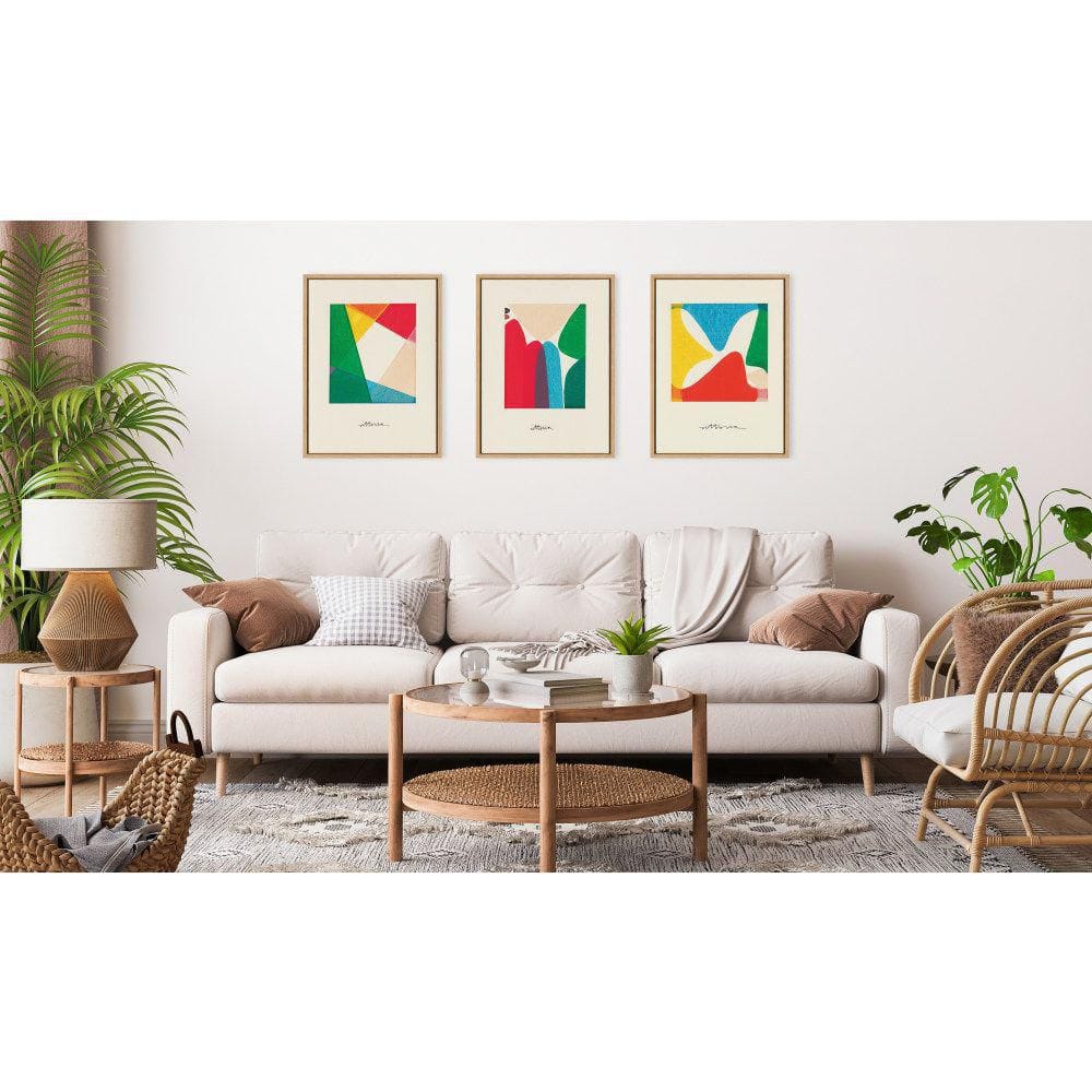 Bright Modern Colorful Abstract Canvas Wall Art Set