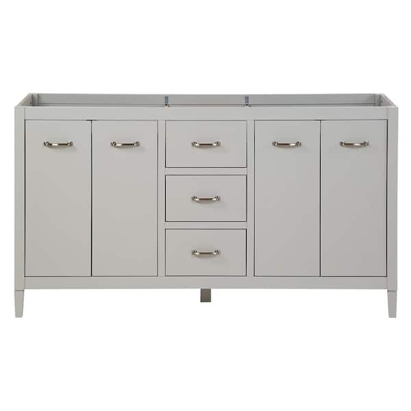 Home Decorators Collection Marrett 60 in. W x 19 in. D x 34 in. H Bath Vanity Cabinet without Top in Light Gray