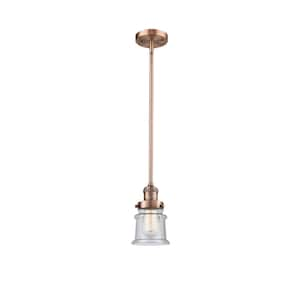 Canton 60-Watt 1 Light Antique Copper Shaded Mini Pendant Light with Seeded Glass Shade