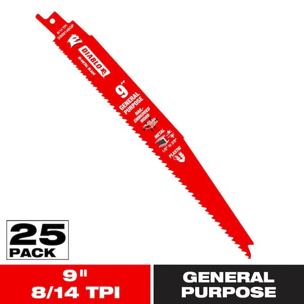 DIABLO 9 in. 8/14 TPI I Bi-Metal Reciprocating Saw Blades for General Purpose Cuts
