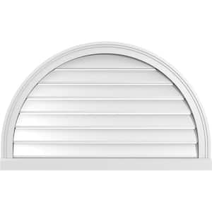 36 in. x 22 in. Round Top White PVC Paintable Gable Louver Vent Functional