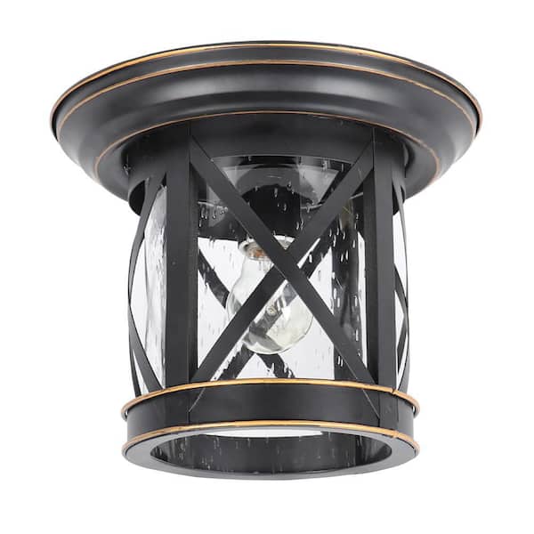 Unbranded Vincent 1-Light Black Outdoor Dimmable Flush Mount Light