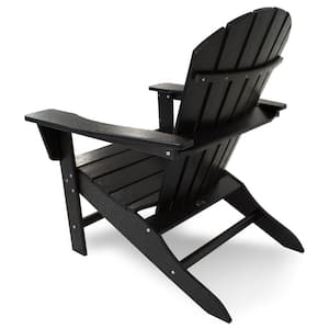 South Beach Black Plastic Patio Adirondack Chair