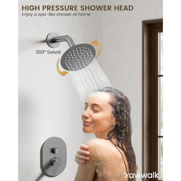 Dual Shower Head System 2‑Spray Wall‑Mounted High Pressure Handheld Shower Faucet with Valve, 1.8 GPM in Brushed Nickel