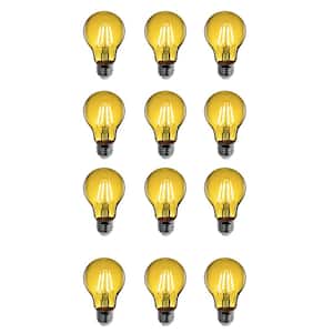 25-Watt Equivalent A19 Medium E26 Base Dimmable Filament Yellow Colored LED Clear Glass Light Bulb (12-Pack)