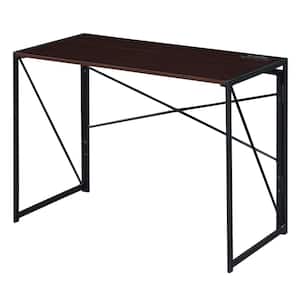 Xtra 39.5 in. Rectangle Espresso/Black Folding Computer Desk with Charging Station