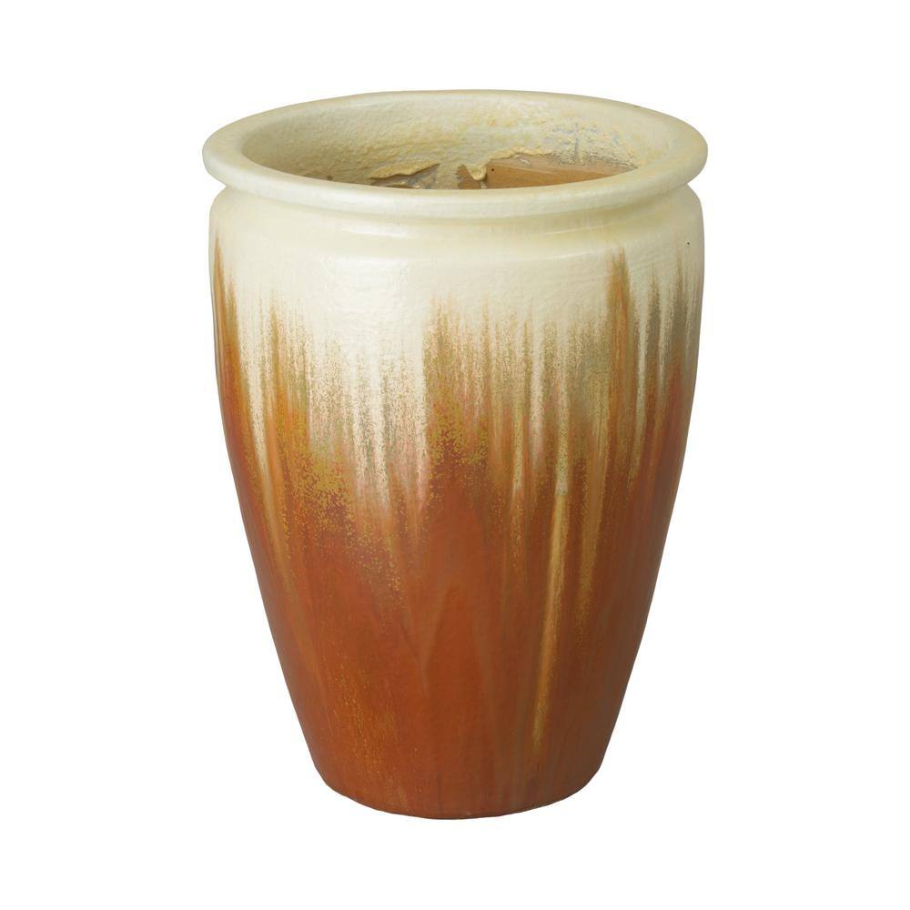 Emissary 20 in. x 20 in. x 27 in. H, Amber Ceramic RIM Planter 09174AB ...