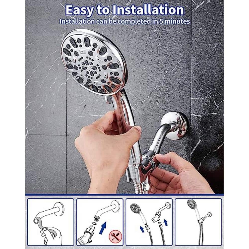 Chrome 7-Spray Handheld Shower Head with 59" Hose