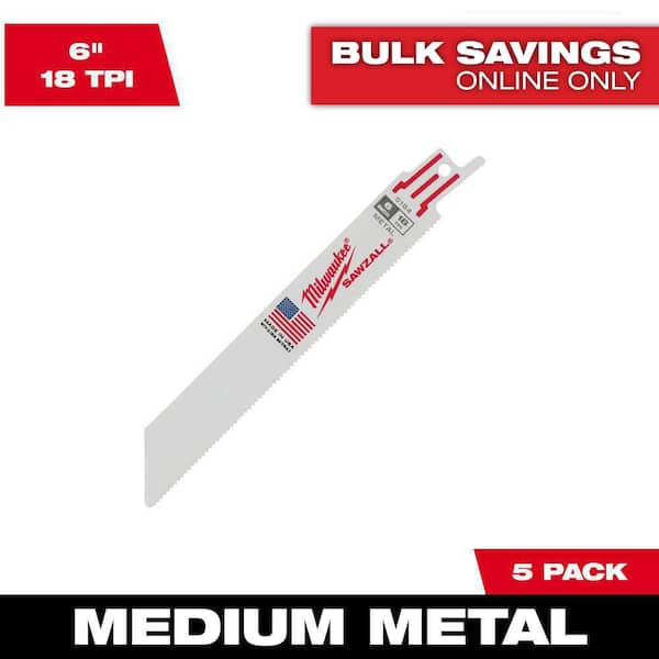 6 in. 18 TPI Medium Metal Cutting SAWZALL Reciprocating Saw Blades (5-Pack)