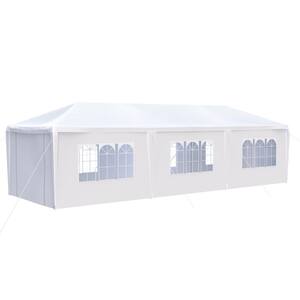 10 ft. x 30 ft. in White Wedding Party Canopy Tent Outdoor Gazebo with 8 Removable Sidewalls