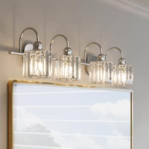 Merrin 14.3  in. 2-Light Brushed Nickel Bathroom Vanity Light with Crystal Shades