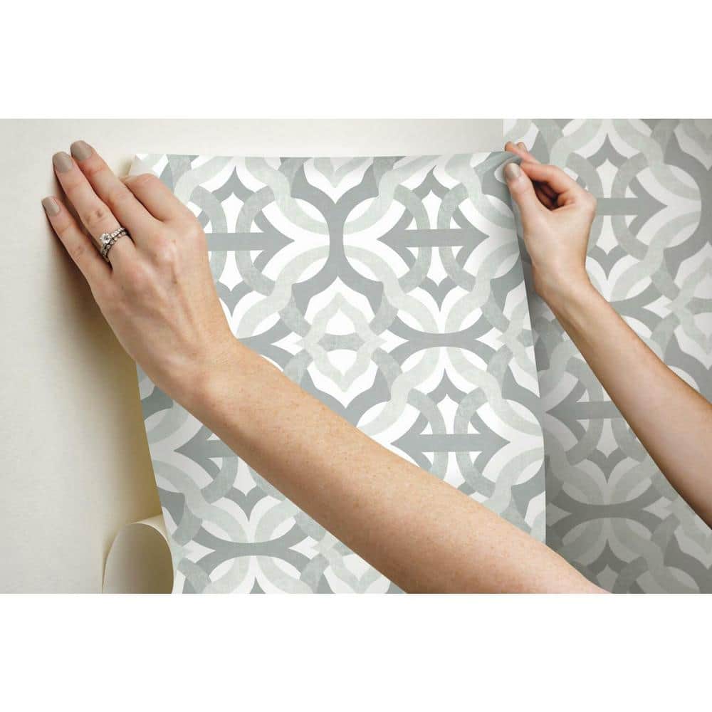 Taupe and White Geometric Peel and Stick Wallpaper Roll