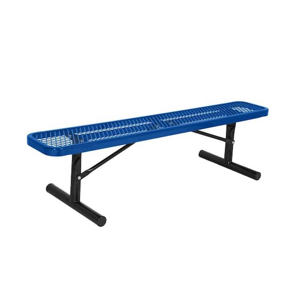 Portable 8 ft. Blue Diamond Commercial Park Bench without Back