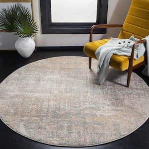 Adirondack Beige/Slate 10 ft. x 10 ft. Distressed Round Area Rug