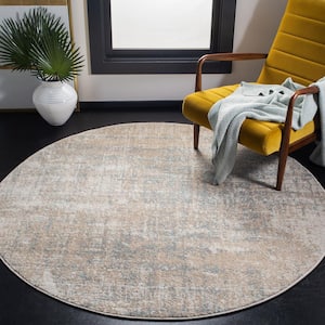 Adirondack Beige/Slate 4 ft. x 4 ft. Round Abstract Area Rug