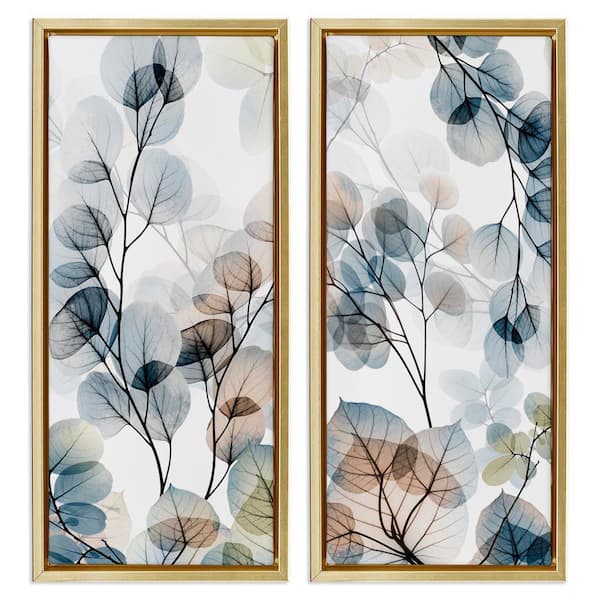 Elegant Botanical Plant Leaves by Albert Koetsier 2-Piece Gold Floater Frame Graphic Art Print Nature 14 in. x 31 in.
