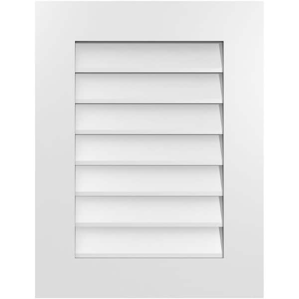 Ekena Millwork 20 in. x 26 in. Vertical Surface Mount PVC Gable Vent: Decorative with Standard Frame