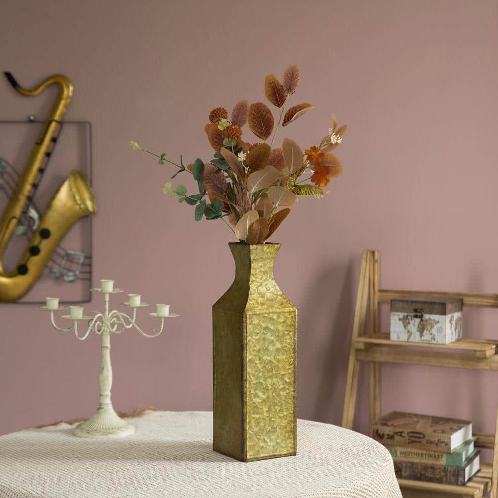 Uniquewise Decorative Antique Style Metal Bottle Shape Gold Floor Vase ...