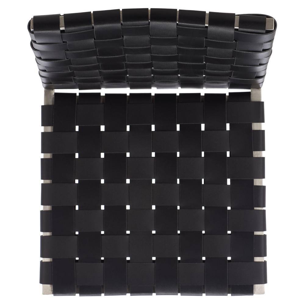 Rayne Black and Silver Woven Leather Dining Chairs, Set of 2
