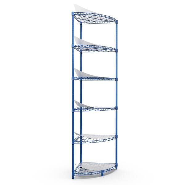 Tunearary 18 in. W x 72 in. H x 18 in. D 6 Tier Heavy-Duty Steel Triangle Garage Storage Shelving Units in Blue