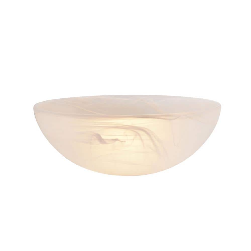 Etched Alabaster White Glass Bowl Shade, 13.5" Diameter