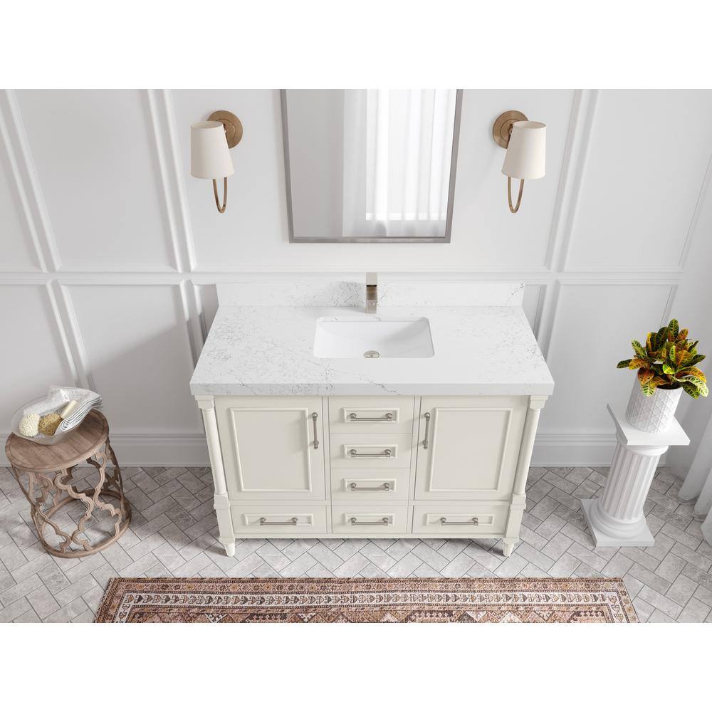 Aberdeen 48" Alabaster Single Sink Bath Vanity with Quartz Top