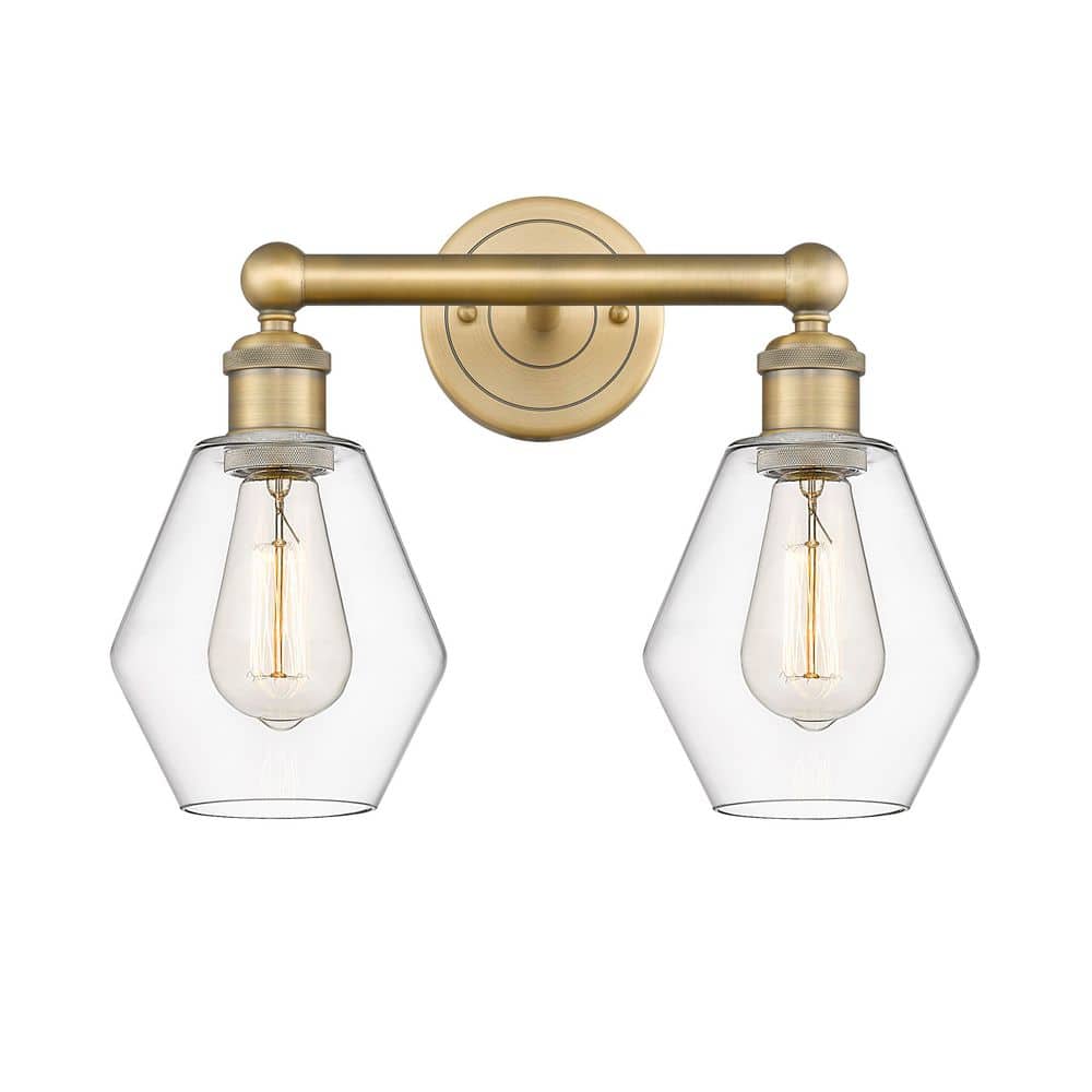 Cindyrella 15 in. 2-Light Brushed Brass Vanity Light with Glass Shade price history on PriceWatchPro