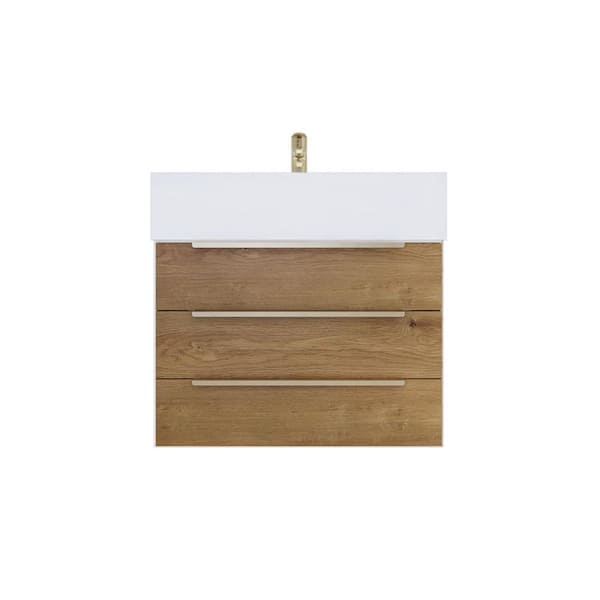 Bethany 24 in. W x 20 in. D x 22 in. H Single Sink Floating Bath Vanity in Oak with White Acrylic Top