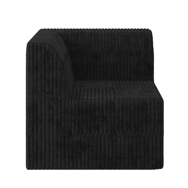 32.1 in. Armless Corduroy Modular Compressed Sofa in Black