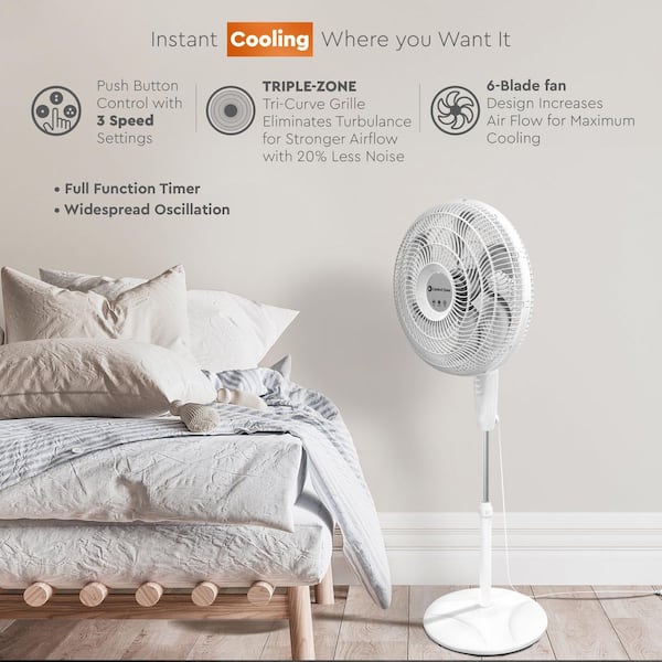 Comfort Zone 12” 3-Speed Oscillating Table Fan with Adjustable Tilt,  Convenient Push Button Controls, Quiet Operation, Ideal for Home, Bedroom,  Dorm 