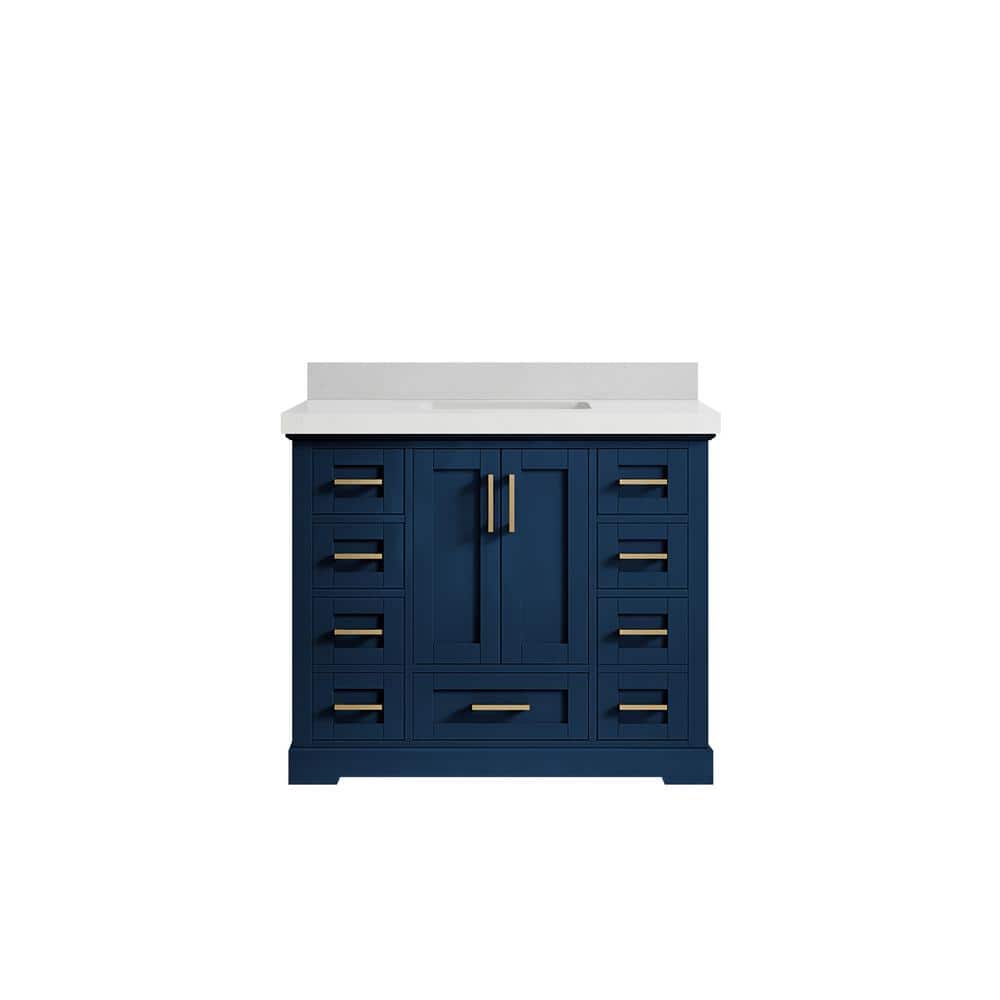 "Boston 42 in. W x 22 in. D x 36 in. H Bath Vanity in Navy Blue with 2"" Carrara Quartz Top" price history on PriceWatchPro