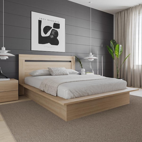 Malibu Beige Oak Queen Size Panel Headboard