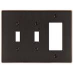 Ansley 3 Gang 2-Toggle and 1-Rocker Metal Wall Plate - Aged Bronze