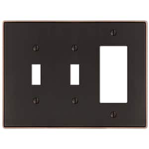 Ansley 3 Gang 2-Toggle and 1-Rocker Metal Wall Plate - Aged Bronze