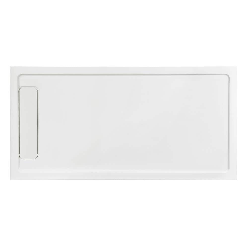 White Acrylic 72x36 Rectangular Shower Base with Hidden Drain