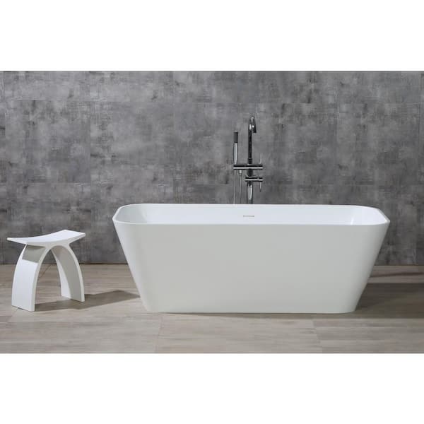 AB9952 68 in. Resin Flatbottom Bathtub in Matte White