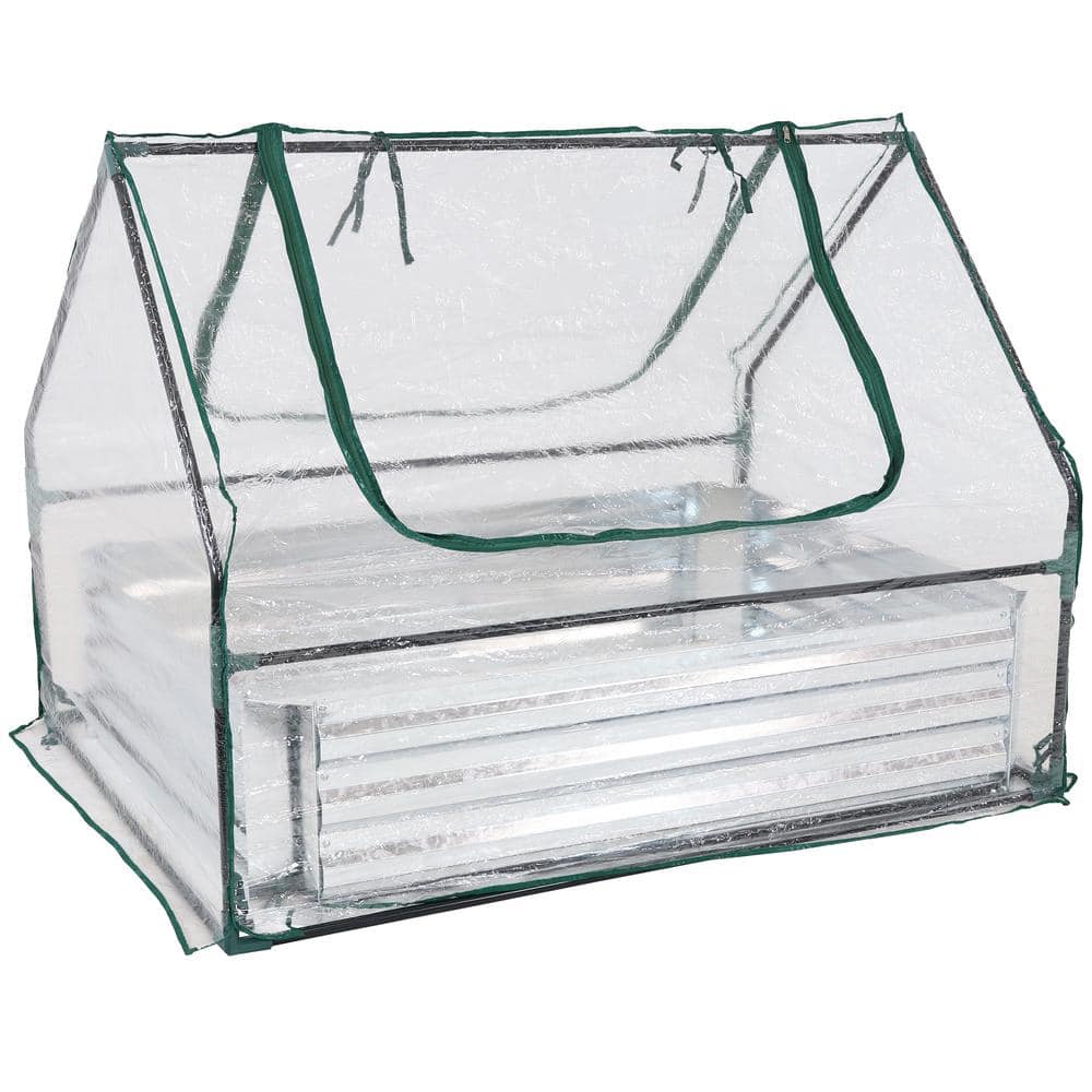 Clear PVC and Galvanized Steel Raised Garden Bed with Cover